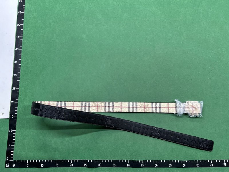 Burberry Check Print Belt with B Buckle -1