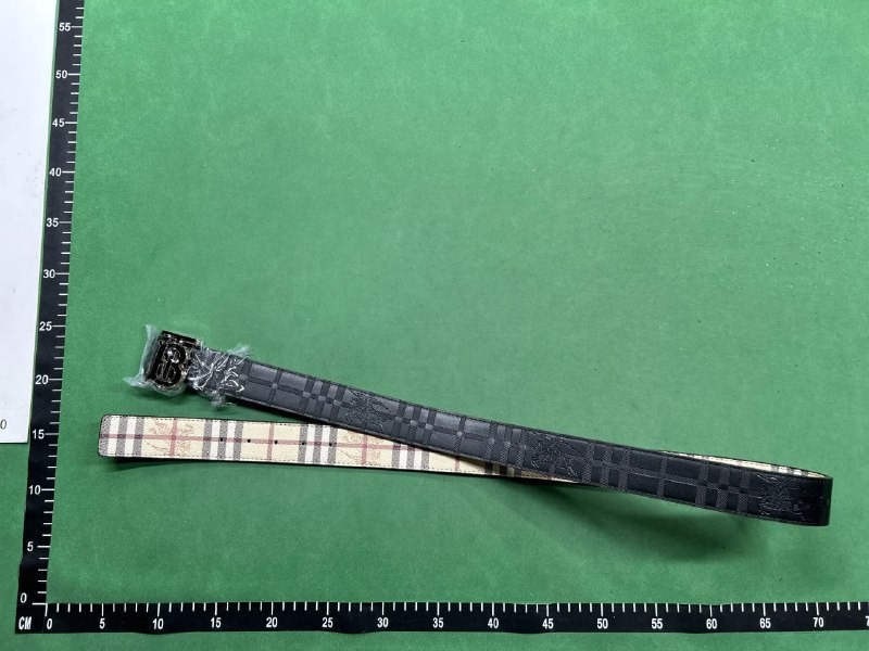 Burberry Check Print Belt with B Buckle -2