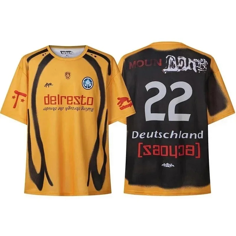 Men's football uniform loose mesh sports jersey-1119                   -5